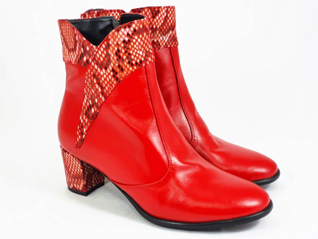 Ghete dama piele rosii Alina biashoes.ro imagine reduceri